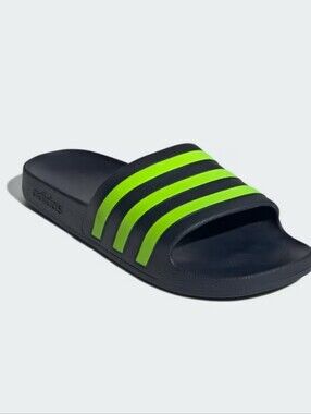 Adidas Adilette Aqua Slide Sandal- Legend Ink/Lucid Lemon